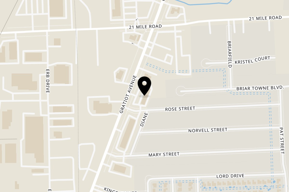 Map showing the location of Noorjahan Indian Cuisine on 46650 Gratiot Ave in New Baltimore